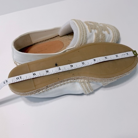 Tory Burch Double T Espadrilles Flats Women Size 10 White Canvas Coastal Summer - Picture 13 of 16
